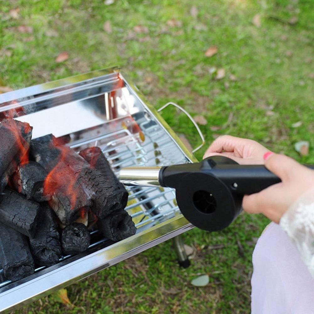 Soplador de aire manual, soplador de manivela de peso ligero ABS ampliamente utilizado para acampar, asador, barbacoas