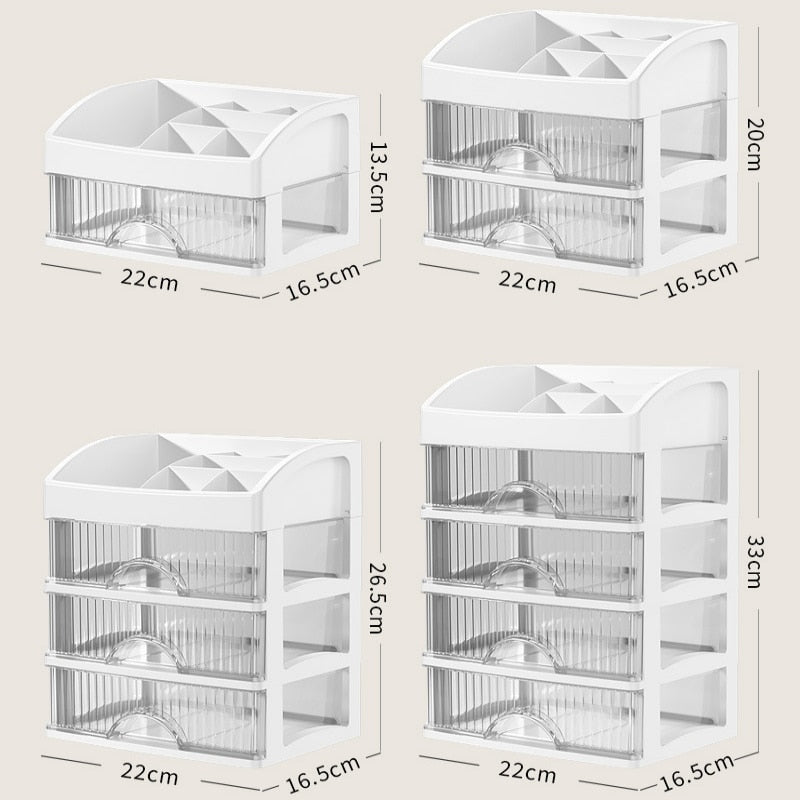 Cajón Organizador de maquillaje Caja de almacenamiento de maquillaje de plástico Soporte de lápiz labial Caja de almacenamiento de gran capacidad Cajas de organización multifuncionales