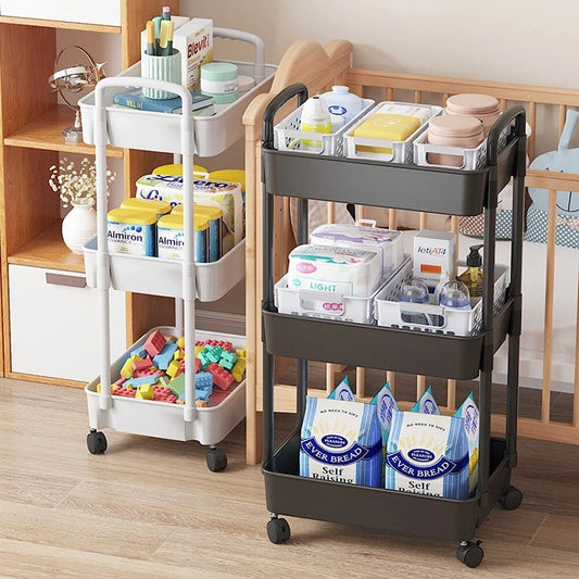 Carro de almacenamiento móvil Carro de cocina Baño Dormitorio de varios pisos Snacks Estante de almacenamiento con ruedas Organizador Accesorios para el hogar