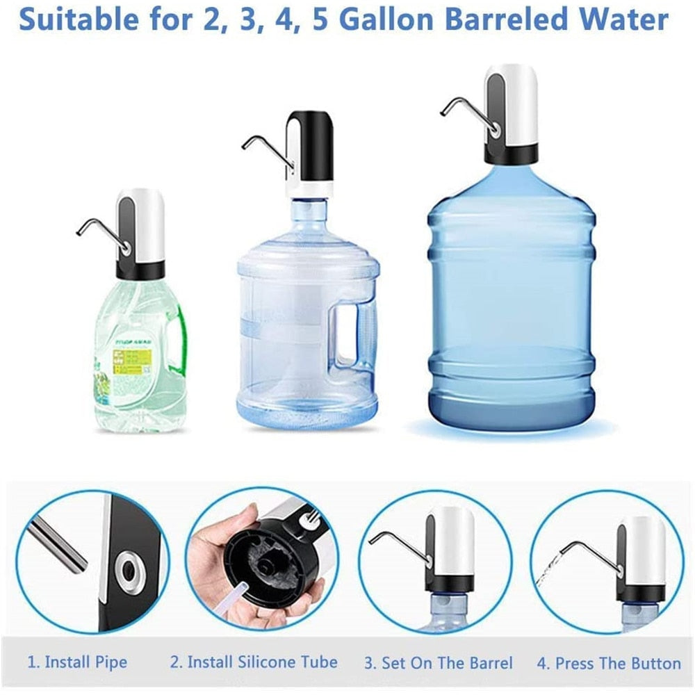 Dispensador de Agua Automático Botella Recargable Agua Potable Bomba de Agua Potable Eléctrica Inalámbrica Bombeo Rápido Botella de Galón Universal Interruptor de Dispensador de la Bomba de Agua