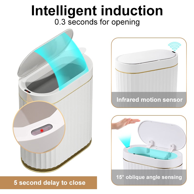 Papelera inteligente gran capacidad para cocina, inducción automática, contenedor de basura impermeable con tapa.