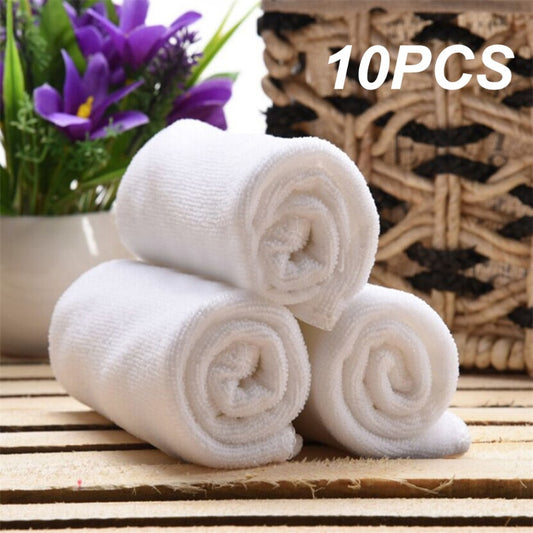 10pc Toalla de cara de tela de microfibra suave blanca Toalla de baño del hotel Paños de lavado Toallas de mano Toalla de limpieza multifuncional portátil