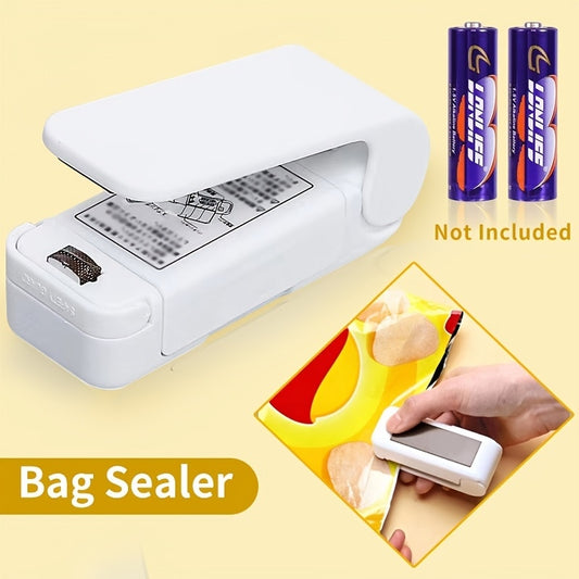 Mini sellador de bolsas, sellador térmico de mano, sellador 2 en 1 y cortador con cordón, sellador portátil de alimentos, mini máquina de sellado para almacenamiento de bolsas de alimentos (blanco) Sin Baterías